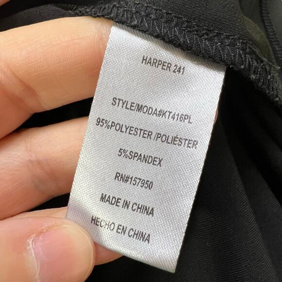 Harper 241 Womens Blouse Shirt Top Drape Neck Chain Accent Stretch Black 2X - Picture 9 of 10